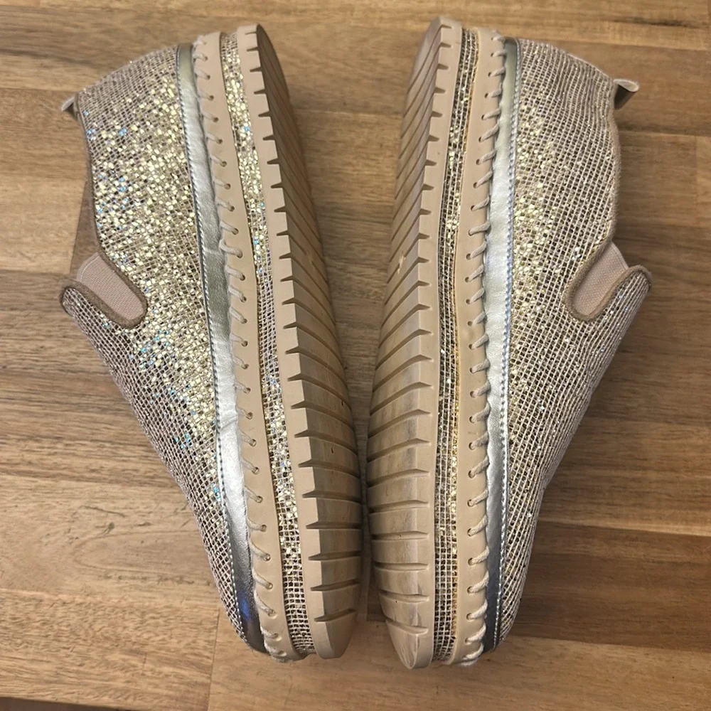 JOLIMALL glitter platform espadrilles
